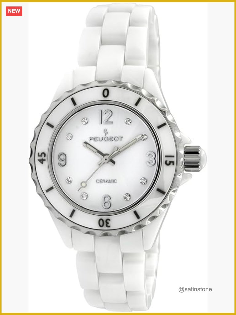 Ladies Ceramic Wrist Watch With Sport Bezel Swarovski Crystal Markers
